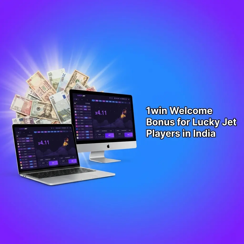 1win welcome bonus offer for Lucky Jet players in India showing four-part deposit bonus up to 170%